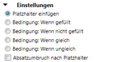 Anzeige der Einstellungen für das Platzhaltermanagement